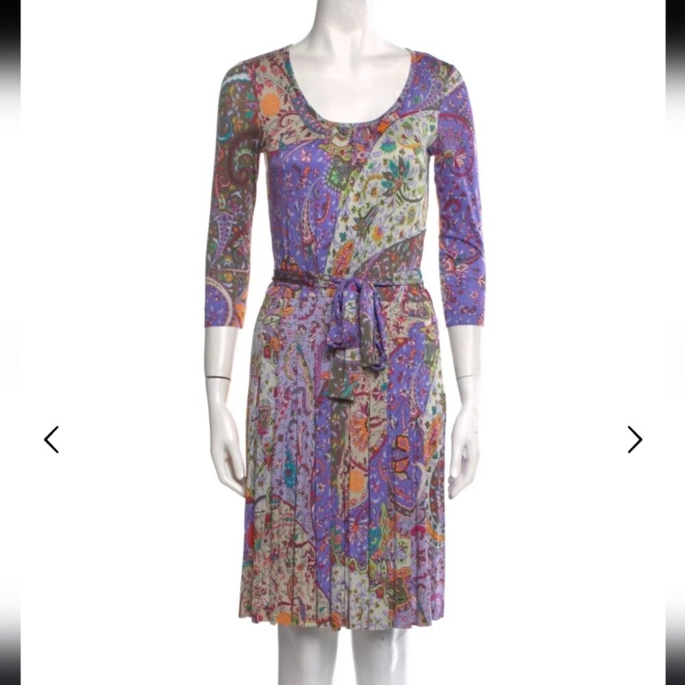 Etro Purple Multicolor Paisley Midi Dress
